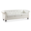 Cream 84.65 Traditional Chesterfield 3-Seater Sofa in PU Leather
