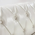 Cream 84.65 Traditional Chesterfield 3-Seater Sofa in PU Leather