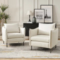Set of 2 Christopher Modern Armchairs with Anti-Scratch Fabric and Black Metal Legs by HULALA HOME