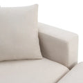Contemporary L-Shaped Sectional Sofa Set with 2 Complimentary Pillows, 4-Seater Polyester Couch and Convertible Ottoman