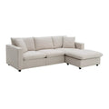 Contemporary L-Shaped Sectional Sofa Set with 2 Complimentary Pillows, 4-Seater Polyester Couch and Convertible Ottoman