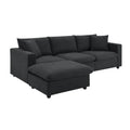 Contemporary L-Shaped Sectional Sofa Set with 2 Complimentary Pillows, 4-Seater Polyester Couch and Convertible Ottoman