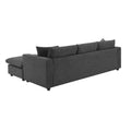 Contemporary L-Shaped Sectional Sofa Set with 2 Complimentary Pillows, 4-Seater Polyester Couch and Convertible Ottoman