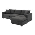 Contemporary L-Shaped Sectional Sofa Set with 2 Complimentary Pillows, 4-Seater Polyester Couch and Convertible Ottoman