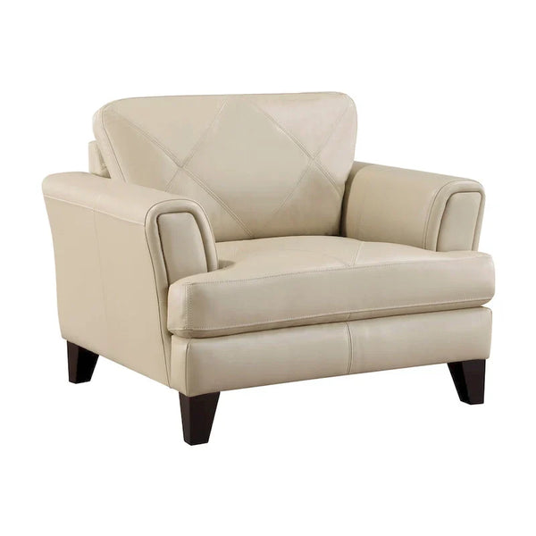 Lisa 38-Inch Cream Top Grain and Split Leather Accent Chair with Solid Wood Frame