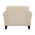 Lisa 38-Inch Cream Top Grain and Split Leather Accent Chair with Solid Wood Frame