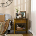 Vintage Side Table with Storage: End Table Featuring Drawer and Open Shelf for Bedroom and Living Room