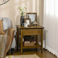 Vintage Side Table with Storage: End Table Featuring Drawer and Open Shelf for Bedroom and Living Room