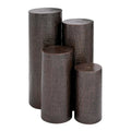 Set of 4 Brown Metal Abstract Tall Slim Pedestal Tables with Grooved Shell or Hammered Finish - Roche River Decor