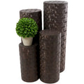 Set of 4 Brown Metal Abstract Tall Slim Pedestal Tables with Grooved Shell or Hammered Finish - Roche River Decor