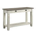 Rome 48-Inch Rectangular Sofa Table with 2 Drawers - White and Brown Solid Wood