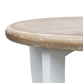 Two-Tiered Round Wooden Side Table in White and Brown