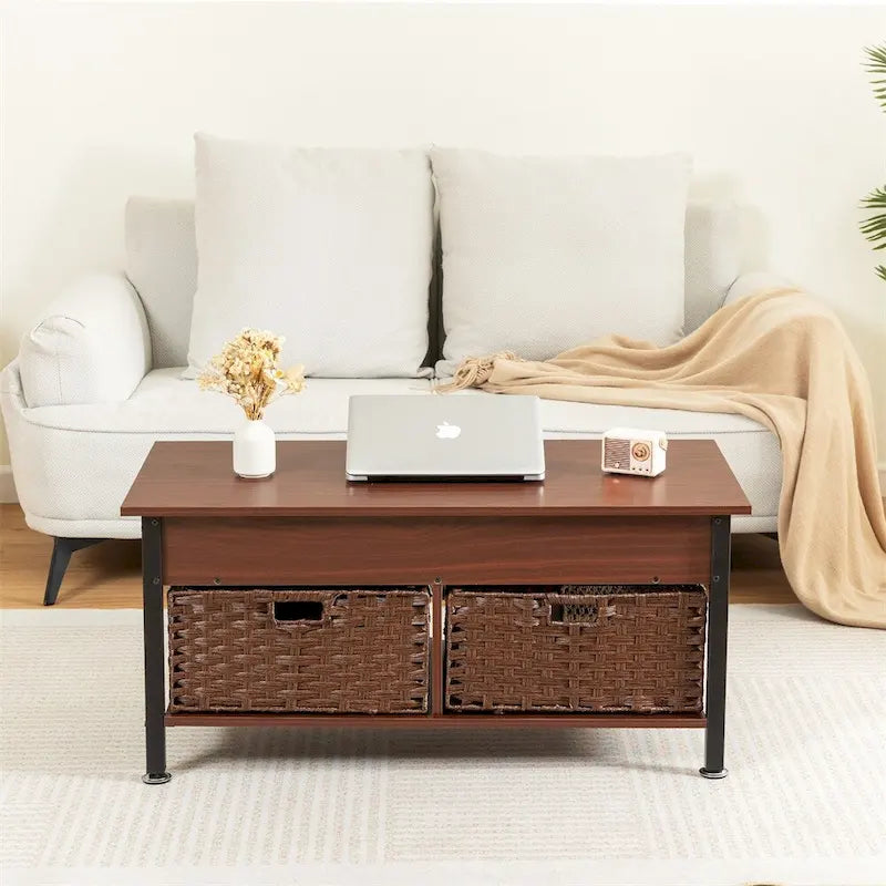 Metal Coffee Table with Lift-Top and Concealed Storage