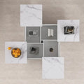 39.4-Inch Square Marble Veneer Coffee Table with Sliding Storage Top