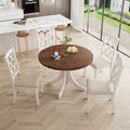 5-Piece Upholstered Chair Round Dining Table Set