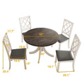 5-Piece Upholstered Chair Round Dining Table Set
