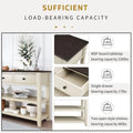 Solid Pine Wood Console Table Featuring Two Open Shelves