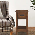 Brown Chairside End Table with 1 Drawer and Open Bottom Shelf