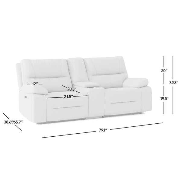 Malibu 79 Leather Power Reclining Loveseat with Console and Cup Holders - 2-Piece Set