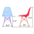 Mid-Century Modern DSR Dining Accent Side Chair with Brown Wood Grain Finish and Black Eiffel Steel Legs - Nature Series