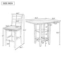 5-Piece Wooden Counter Height Dining Set with Cushioned Chairs and Storage Shelves