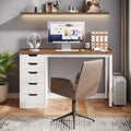 Contemporary Minimalist Computer Desk with 5 Drawer Storage for Study and Writing