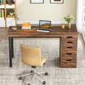 Contemporary Minimalist Computer Desk with 5 Drawer Storage for Study and Writing