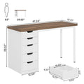 Contemporary Minimalist Computer Desk with 5 Drawer Storage for Study and Writing