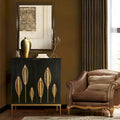 Evari Mid-Century Modern 2-Door Accent Cabinet in Antique Gold - Stylish Sideboard Storage for Living and Dining Rooms