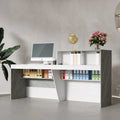 White Reception Desk with Computer Surface and Four Shelves