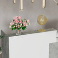 White Reception Desk with Computer Surface and Four Shelves