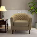 Ethan Barrel Accent Chair in PU Leather with Nailhead Detailing