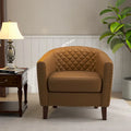 Ethan Barrel Accent Chair in PU Leather with Nailhead Detailing
