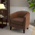 Ethan Barrel Accent Chair in PU Leather with Nailhead Detailing