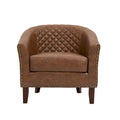 Ethan Barrel Accent Chair in PU Leather with Nailhead Detailing