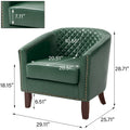 Ethan Barrel Accent Chair in PU Leather with Nailhead Detailing