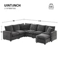 Nestfair Contemporary U-Shaped Modular Sofa Set - 7-Seater Chenille Sectional Couch with 2 Included Pillows