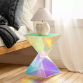 Contemporary Acrylic Accent End Table for Outdoor Use - Dimensions: 18.11"H x 12.6"W x 12.6"L
