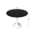 Bristol 35-Inch Round Dining Table for 4 with Sintered Stone Top and White Stainless Steel Pedestal Base