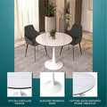 Bristol 35-Inch Round Dining Table for 4 with Sintered Stone Top and White Stainless Steel Pedestal Base