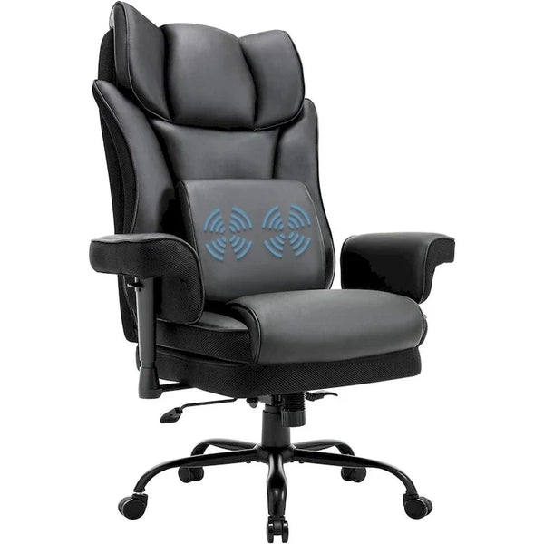 Ergonomic Rocking Executive Office Chair with Adjustable Padded Armrests and Massage Lumbar Support