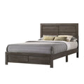 Contemporary Dark Brown Queen Size Bed with Wood Platform Frame