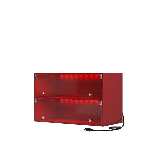 LED-Illuminated Glass Door Shoe Storage Cabinet for Sneakers