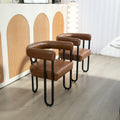 Set of 2 Contemporary PU Fabric Upholstered Barrel Accent Chairs - Stylish Dining and Living Room Armchairs