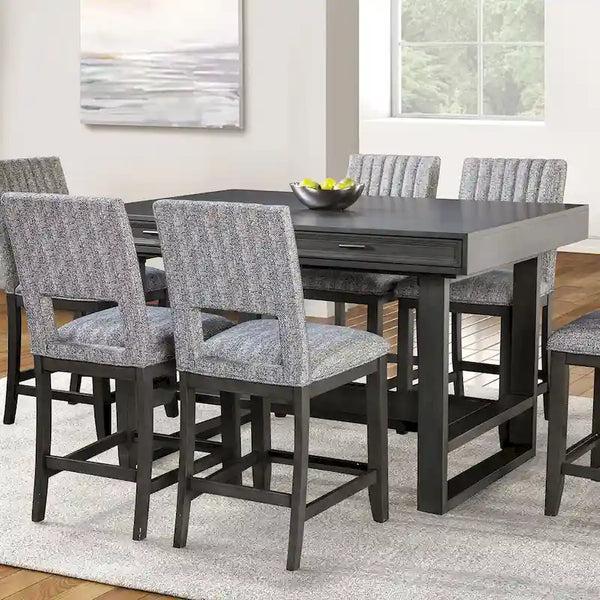 Isolde Black 60-Inch Solid Wood Counter Height Dining Table with Drawers by Furniture of America