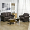 HOMCOM 61-Inch Mid-Century Modern Loveseat Sofa - Stylish 2-Seater Couch with Nailhead Trim and Rolled Arms, Upholstered in Fabric